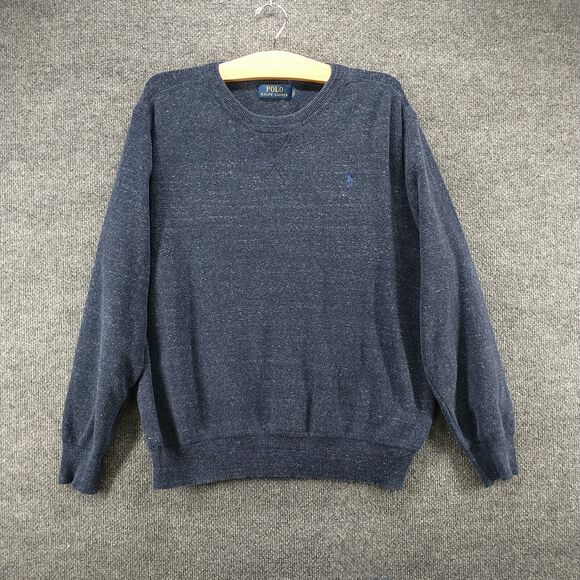Polo Ralph Lauren Men's Pullover Crew Neck Knit Sweater Blue Large Cotton Logo - Picture 2 of 15